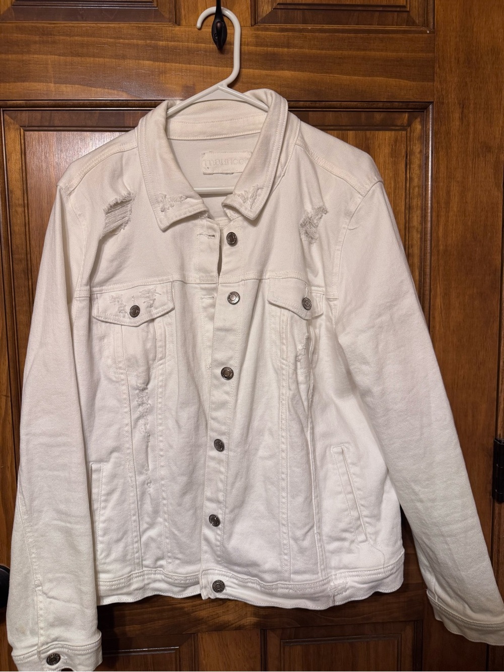 Maurice’s Distressed White Women's Denim Jacket